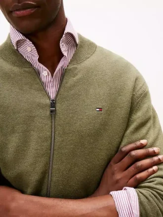 Cardigan da baseball in cotone con zip