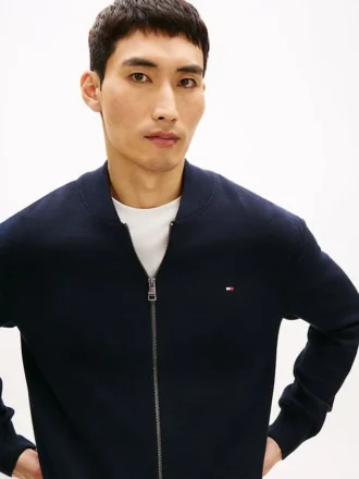 Cardigan da baseball in cotone con zip