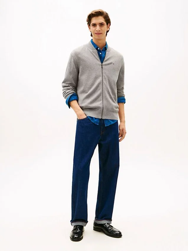 Cardigan da baseball in cotone con zip Cardigan da baseball in cotone con zip