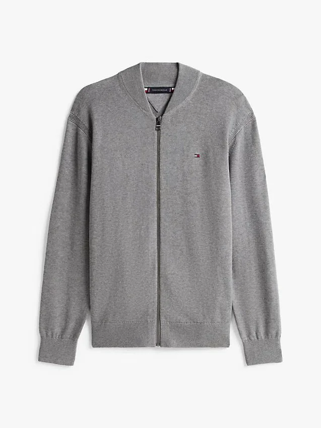 Cardigan da baseball in cotone con zip Cardigan da baseball in cotone con zip