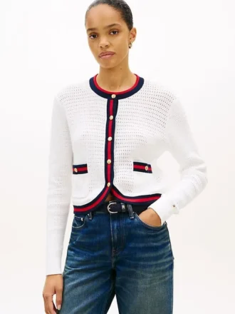 Cardigan in maglia testurizzata con bottoni dorati