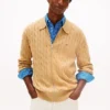 Cardigan polo con zip a maglia intrecciata Cardigan polo con zip a maglia intrecciata