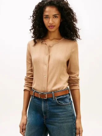 Cardigan T-shirt a maglia traforata