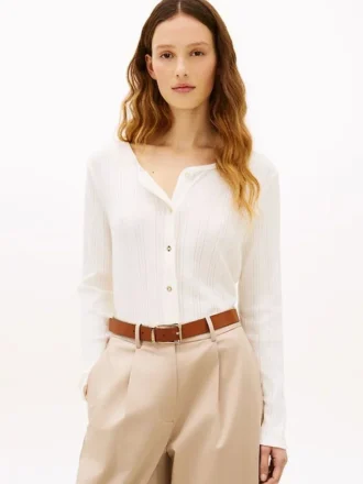 Cardigan T-shirt a maglia traforata