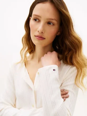 Cardigan T-shirt a maglia traforata