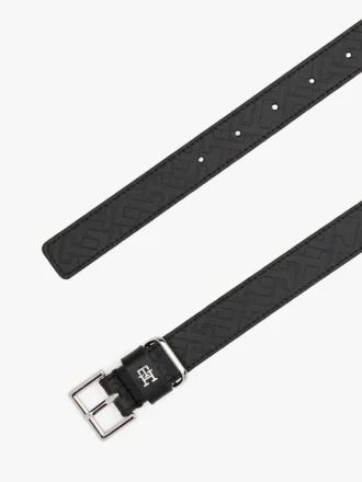 Cintura in pelle con monogramma su tutta la superficie