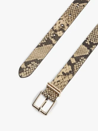 Cintura in pelle con stampa serpente