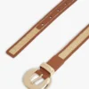 Cintura in pelle e rafia con fibbia circolare Cintura in pelle e rafia con fibbia circolare