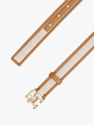 Cintura in tela con fibbia con logo e bordi a contrasto
