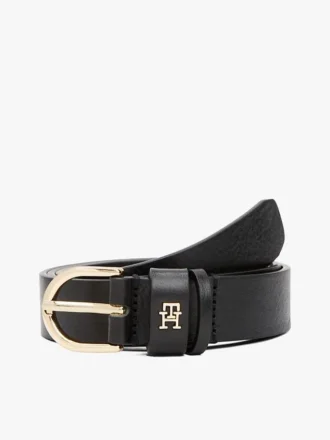 Cintura sottile in pelle con monogramma