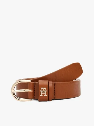 Cintura sottile in pelle con monogramma
