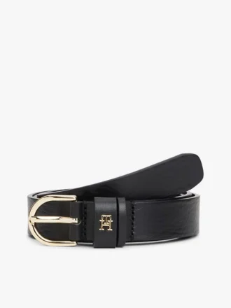Cintura sottile in pelle con monogramma
