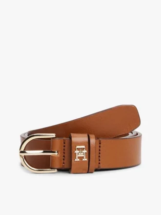 Cintura sottile in pelle con monogramma