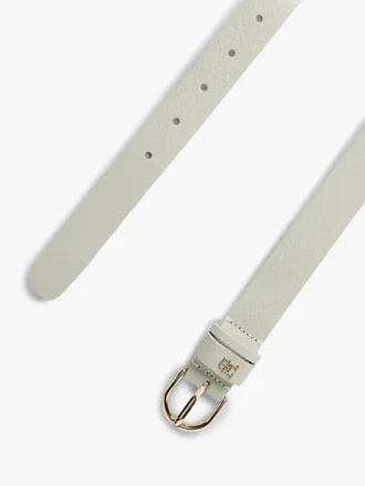 Cintura sottile in pelle con monogramma in rilievo