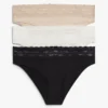 Confezione da 3 slip bikini con bordi in pizzo Confezione da 3 slip bikini con bordi in pizzo