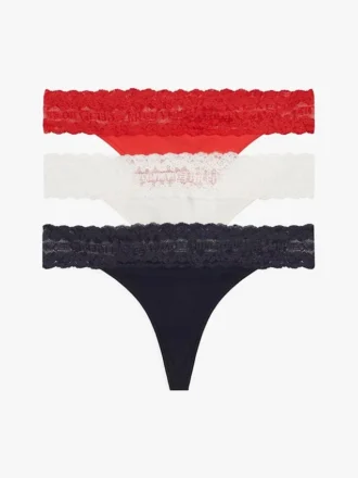 Confezione da 3 tanga con bordi in pizzo