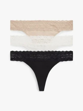 Confezione da 3 tanga con bordi in pizzo