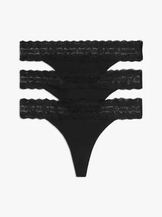 Confezione da 3 tanga con bordi in pizzo