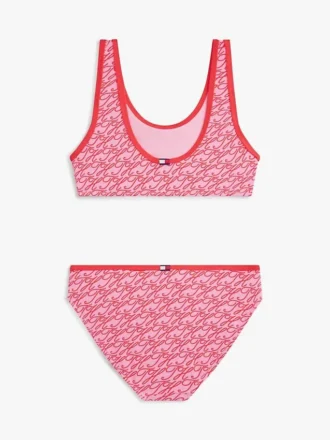 Costume da bagno a due pezzi con monogramma in stile calligrafico per bambini