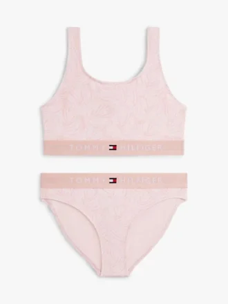 Costume da bagno a due pezzi con stampa e scollo quadrato per bambina