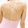Costume da bagno a fascia con monogramma in script su tutta la superficie Costume da bagno a fascia con monogramma in script su tutta la superficie