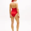 Costume da bagno a fascia con scollo profondo e strisce iconiche