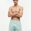 Costume da bagno a righe con monogramma in script da 5″