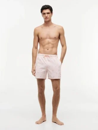 Costume da bagno a righe con monogramma in script da 5″