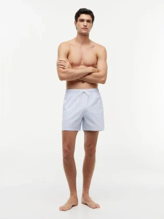 Costume da bagno a righe con monogramma in script da 5″