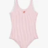 Costume da bagno a righe in seersucker per bambina Costume da bagno a righe in seersucker per bambina