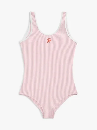 Costume da bagno a righe in seersucker per bambina