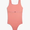 Costume da bagno con logo e scollo quadrato per bambina Costume da bagno con logo e scollo quadrato per bambina