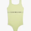 Costume da bagno con logo e scollo quadrato per bambina Costume da bagno con logo e scollo quadrato per bambina