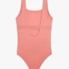 Costume da bagno con logo e scollo quadrato per bambina Costume da bagno con logo e scollo quadrato per bambina