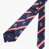 Cravatta in seta a righe con monogramma su tutta la superficie