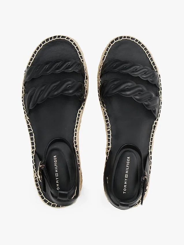 Espadrillas con plateau e cinturini intrecciati in pelle Espadrillas con plateau e cinturini intrecciati in pelle