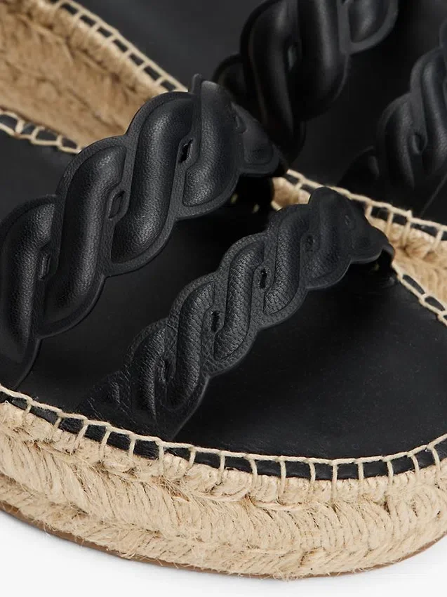 Espadrillas con plateau e cinturini intrecciati in pelle Espadrillas con plateau e cinturini intrecciati in pelle