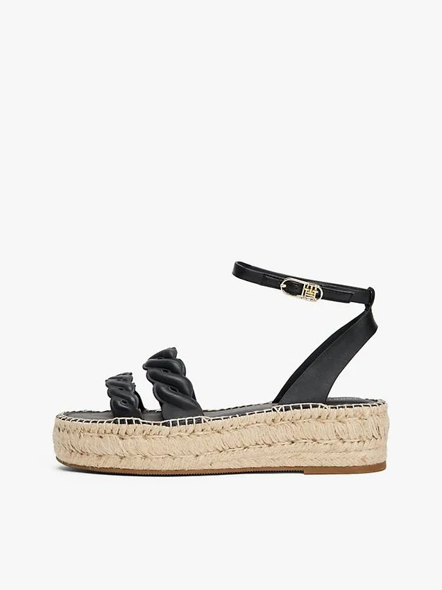 Espadrillas con plateau e cinturini intrecciati in pelle Espadrillas con plateau e cinturini intrecciati in pelle