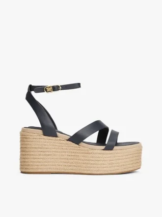 Espadrillas con plateau e cinturino in pelle