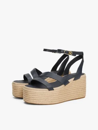 Espadrillas con plateau e cinturino in pelle