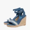 Espadrillas con zeppa in denim e logo in fettuccia Espadrillas con zeppa in denim e logo in fettuccia