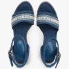 Espadrillas con zeppa in denim e logo in fettuccia Espadrillas con zeppa in denim e logo in fettuccia