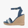 Espadrillas con zeppa in denim e logo in fettuccia Espadrillas con zeppa in denim e logo in fettuccia