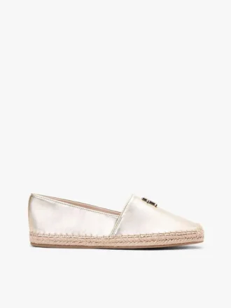 Espadrillas in pelle metallizzata con TH Monogram