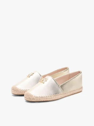 Espadrillas in pelle metallizzata con TH Monogram