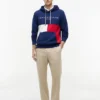 Felpa con cappuccio a blocchi di colore con logo Tommy ricamato