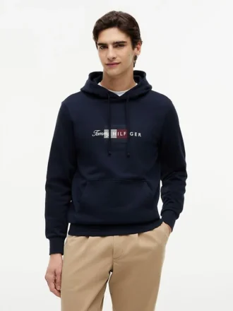 Felpa con cappuccio e logo Script Flag