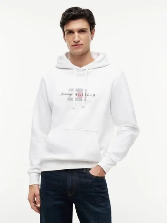 Felpa con cappuccio e logo Script Flag