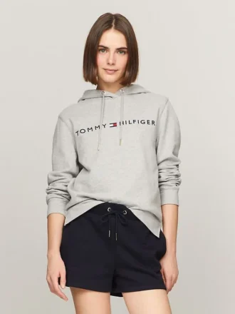 Felpa con cappuccio e logo Tommy ricamato