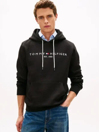 Felpa con cappuccio e logo Tommy ricamato